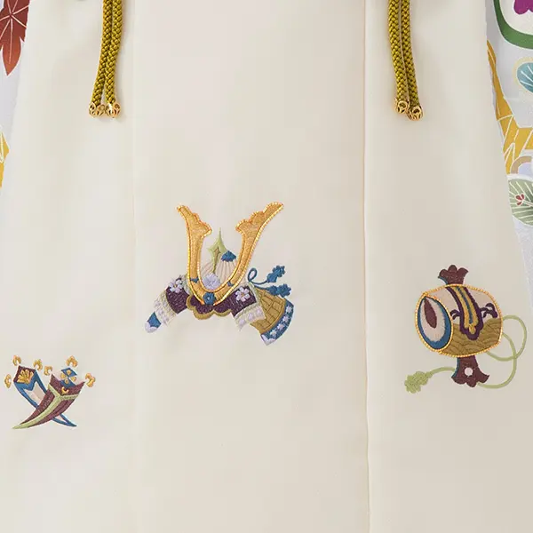 七五三レンタル(3歳男児被布)／ベージュ 兜×グレー兜松楓 Z859