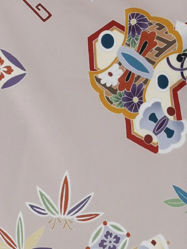 七五三レンタル(3歳男児被布)／黒矢羽 兜×グレー宝尽くし Z862