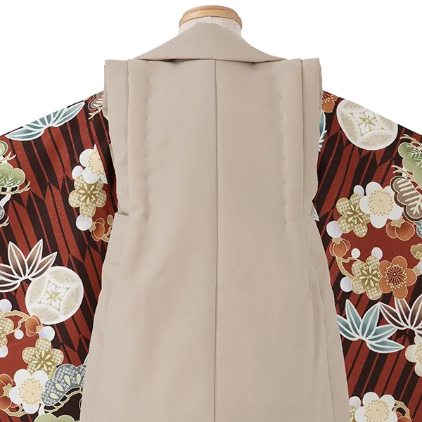 七五三レンタル(3歳男児被布)／ベージュ×茶松竹梅矢羽 Z873