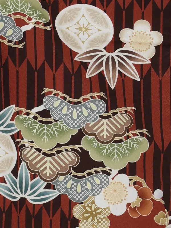 七五三レンタル(3歳男児被布)／ベージュ×茶松竹梅矢羽 Z873