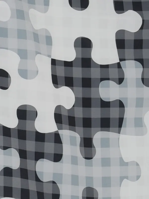 七五三レンタル(3歳男児被布)／ベージュ×グレーパズル柄 Z892