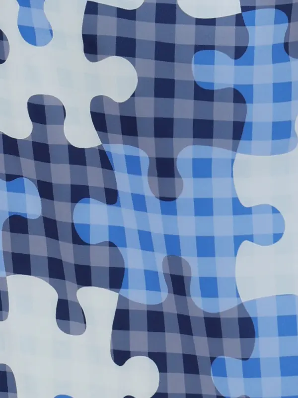 七五三レンタル(3歳男児被布)／白矢羽 兜×青パズル柄 Z894