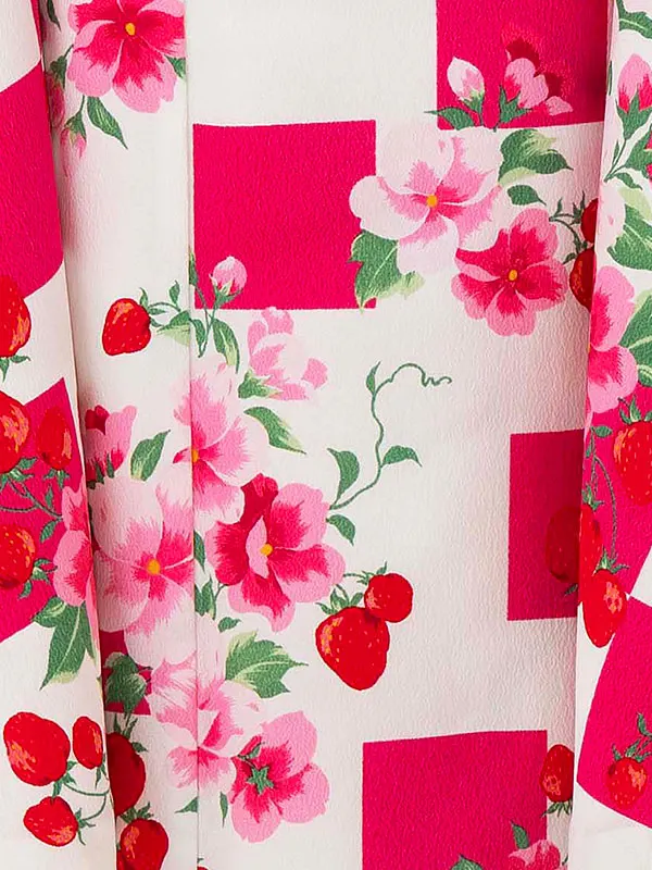 七五三レンタル(7歳女児結び帯) 松田聖子／白×赤桜苺 D701