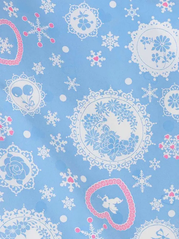 七五三レンタル(7歳女児結び帯) 松田聖子／水色×ハート薔薇 D715