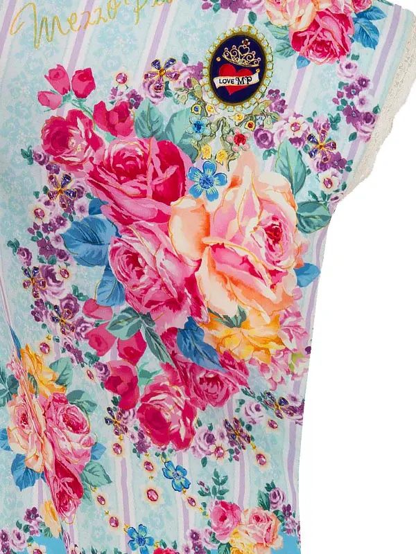 七五三レンタル(7歳女児結び帯) ﾒｿﾞﾋﾟｱﾉ／水色×ターコイズ薔薇 G008