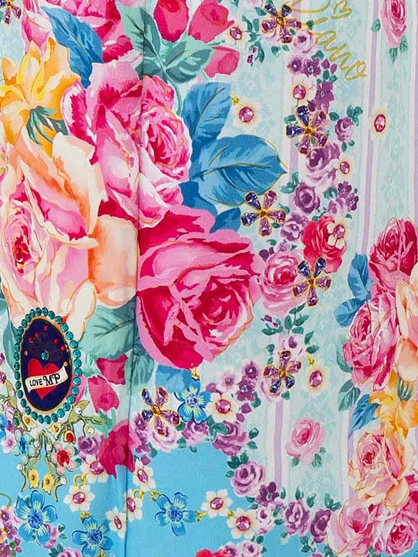 七五三レンタル(7歳女児結び帯) ﾒｿﾞﾋﾟｱﾉ／水色×ターコイズ薔薇 G008