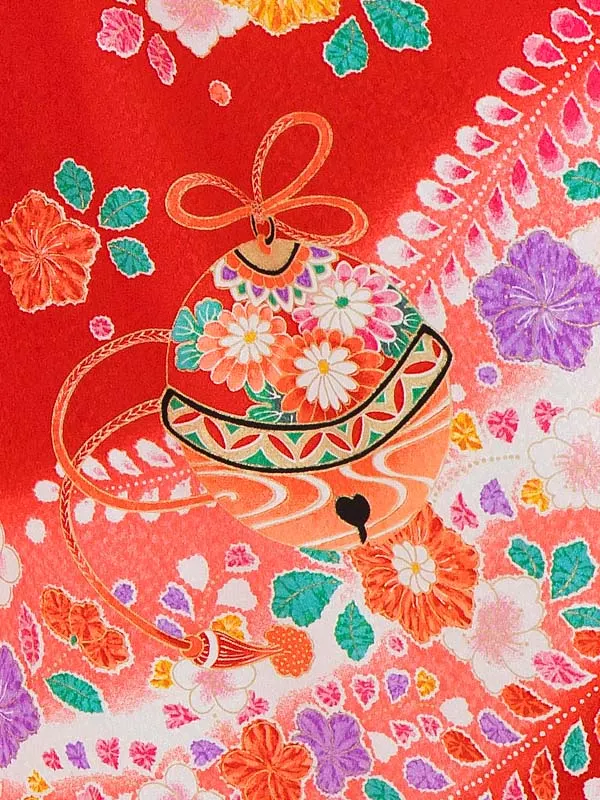 七五三レンタル(3歳女児被布) ピンク×赤 鈴 G395