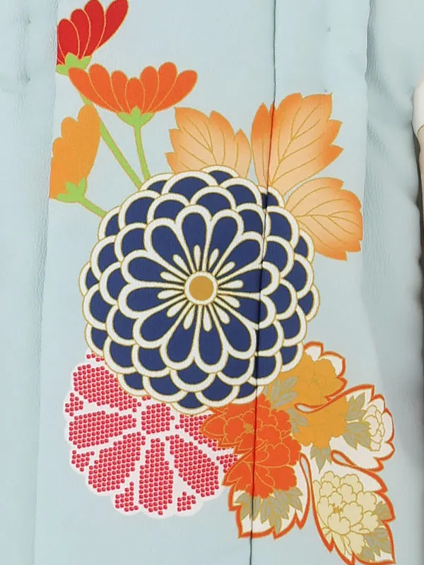 七五三レンタル(3歳女児被布)水色×白 菊 J666