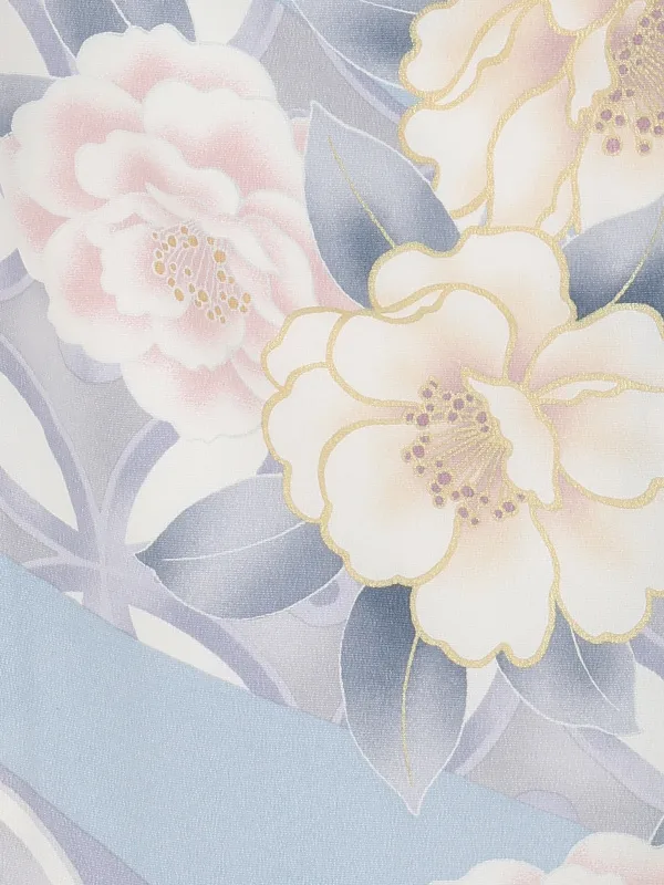 七五三レンタル(3歳女児被布)水色×ピンク 八重桜 J671
