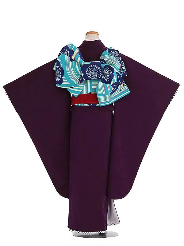 七五三レンタル(7歳女児結び帯) ジャパンスタイル／深紫×紫亀甲水玉 J885