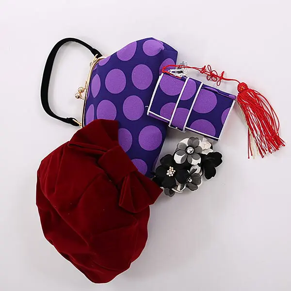 七五三レンタル(7歳女児結び帯) ジャパンスタイル／深紫×紫亀甲水玉 J885