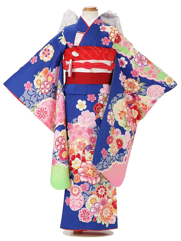 七五三レンタル(7歳女児結び帯)紺 まりに四季花 J968