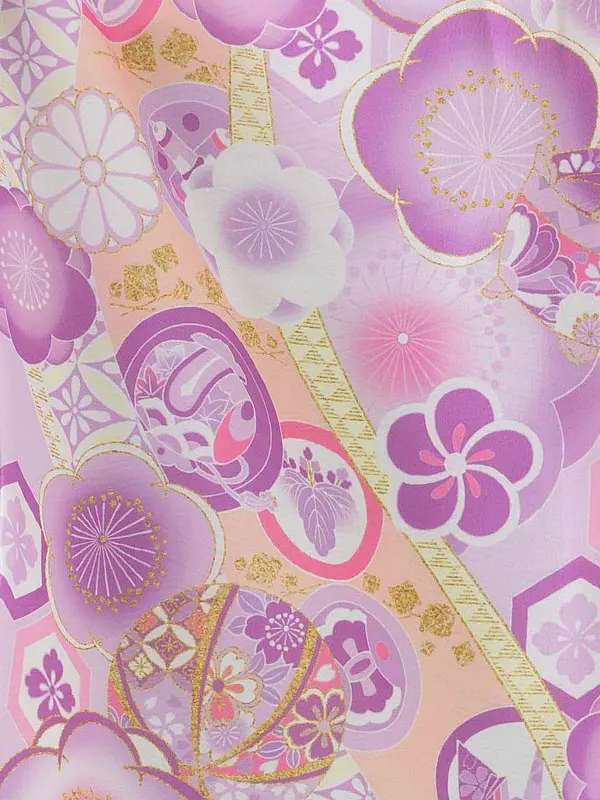七五三レンタル(3歳女児被布)式部浪漫 藤色 菊桜刺繍×梅 Z173