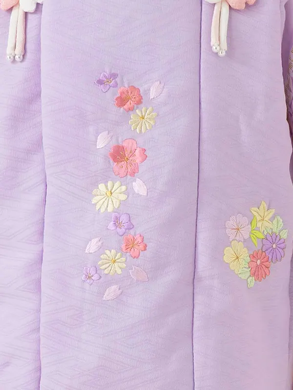 七五三レンタル(3歳女児被布)式部浪漫 藤色 菊桜刺繍×梅 Z173