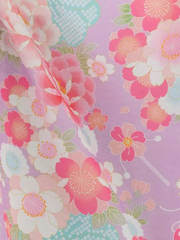七五三レンタル(3歳女児被布)式部浪漫 藤色 菊桜刺繍×牡丹桜 Z176