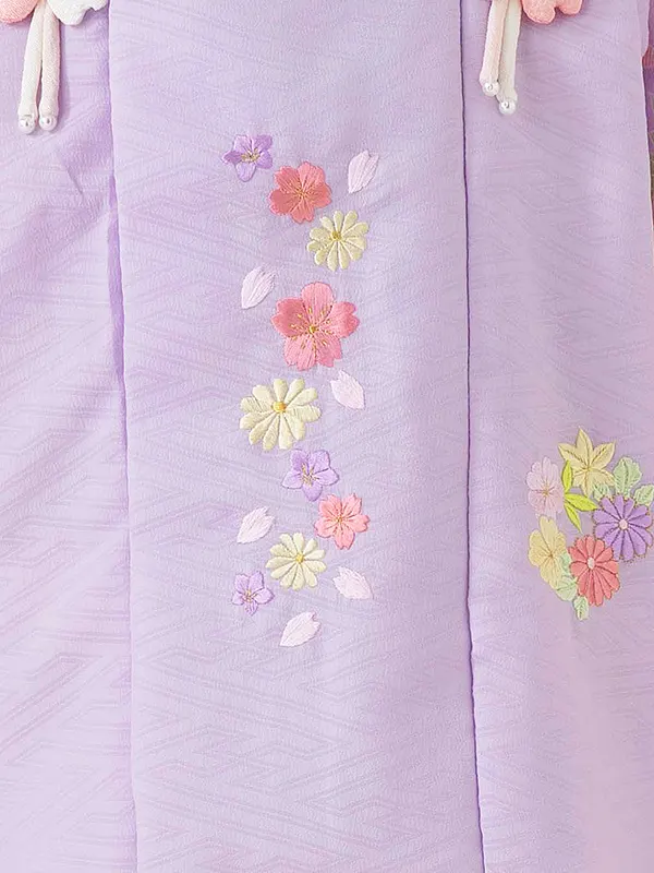 七五三レンタル(3歳女児被布)式部浪漫 藤色 菊桜刺繍×牡丹桜 Z176