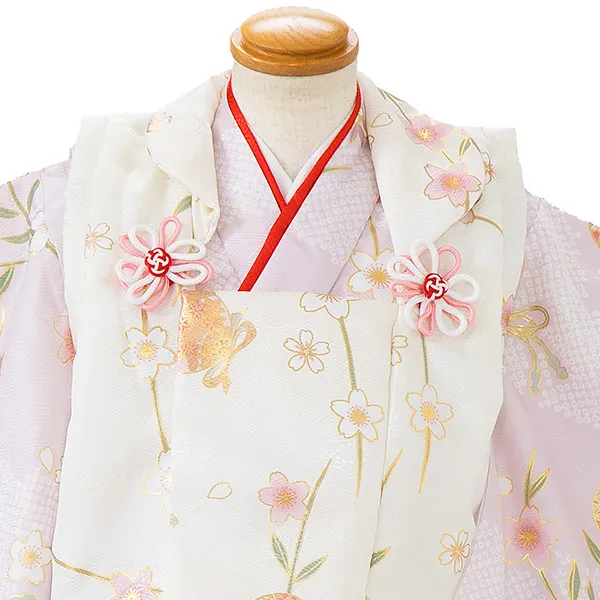 七五三レンタル(3歳女児被布) 白 桜まり×淡ピンク 桜まり Z181