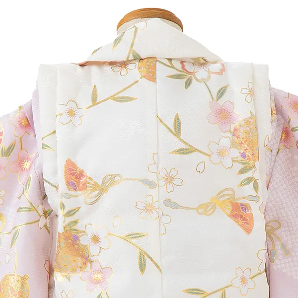 七五三レンタル(3歳女児被布) 白 桜まり×淡ピンク 桜まり Z181