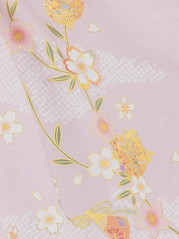 七五三レンタル(3歳女児被布) 白 桜まり×淡ピンク 桜まり Z181