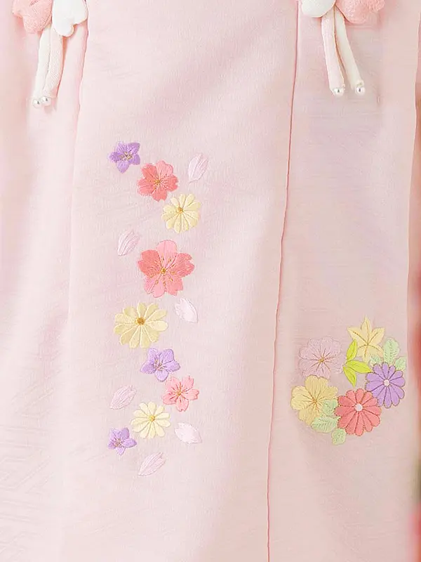 七五三レンタル(3歳女児被布)式部浪漫 ピンク 桜菊刺繍×白 菊 Z185