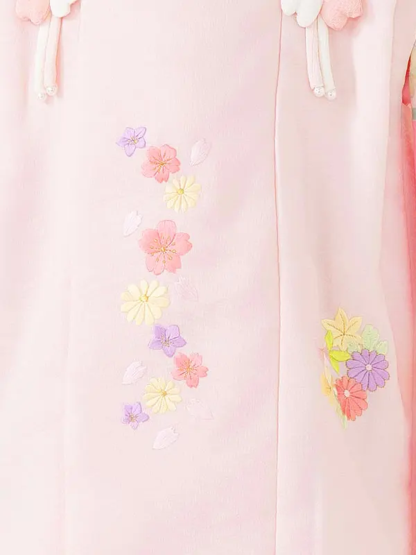 七五三レンタル(3歳女児被布)式部浪漫 ピンク 桜菊刺繍×ピンク 梅 Z189