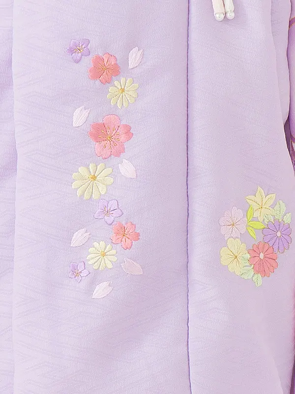 七五三レンタル(3歳女児被布)式部浪漫 紫刺繍桜×梅に丸紋 Z190