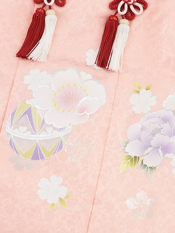 【正絹】七五三レンタル(3歳女児被布)ようようピンク桜まり×白牡丹Z191