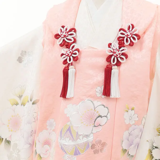 【正絹】七五三レンタル(3歳女児被布)ようようピンク桜まり×白牡丹Z191