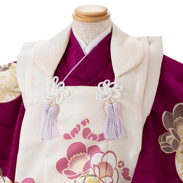 七五三レンタル(3歳女児被布)紫×ベージュ梅まり Z192