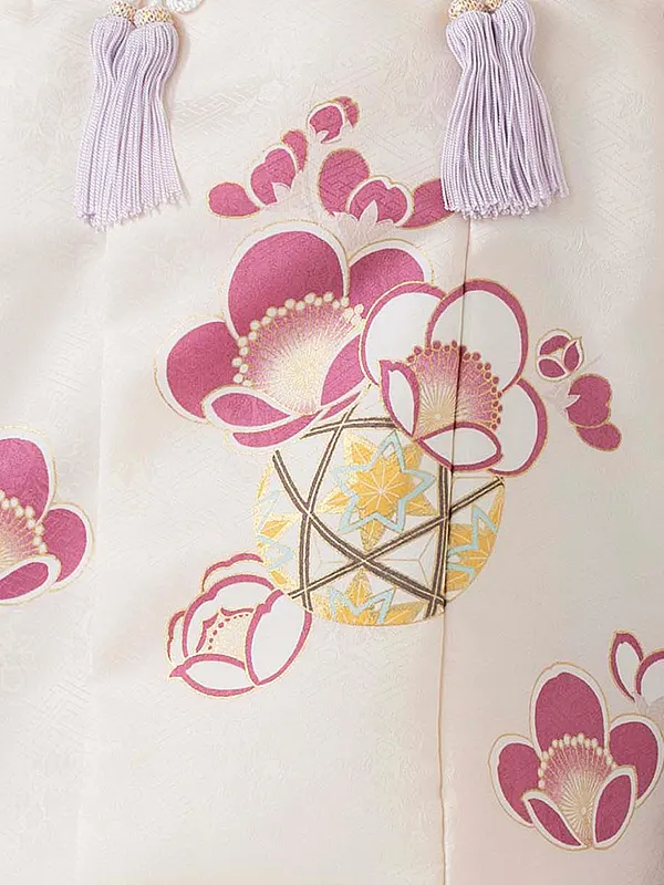 七五三レンタル(3歳女児被布)紫×ベージュ梅まり Z192