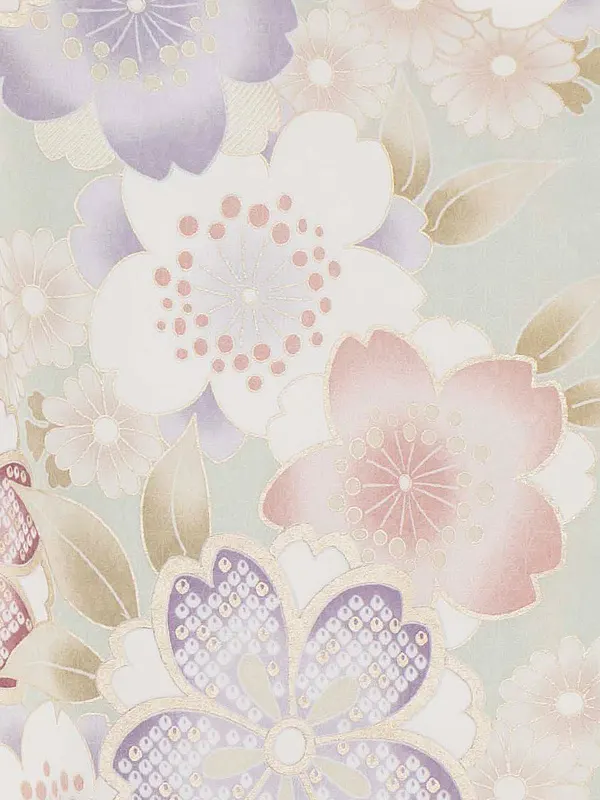 七五三レンタル(3歳女児被布)白 梅まり×淡緑 金彩桜づくし Z196