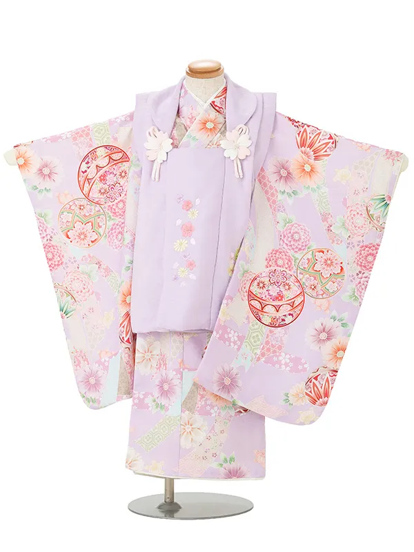 七五三レンタル(3歳女児被布) 紫鞠×紫桜 Z206