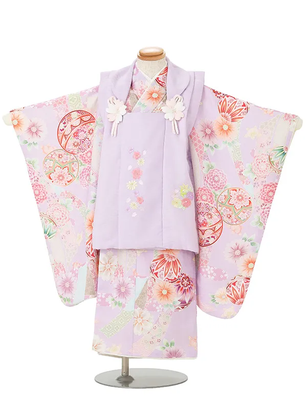 七五三レンタル(3歳女児被布) 紫鞠×紫桜 Z206