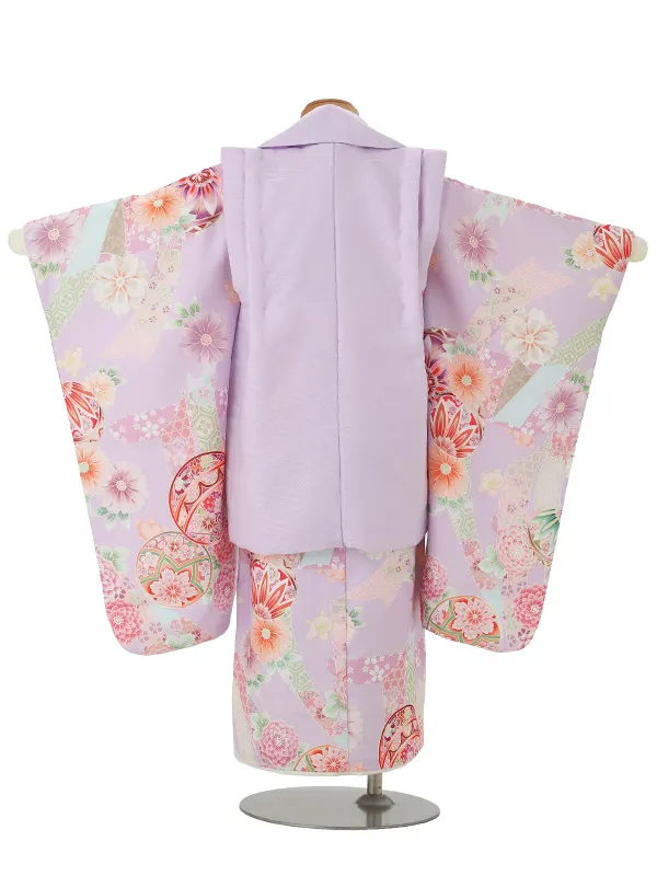 七五三レンタル(3歳女児被布) 紫鞠×紫桜 Z206