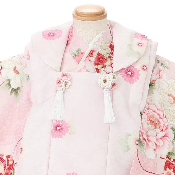 七五三レンタル(3歳女児被布)華徒然 薄ピンク菊×ピンク菊牡丹 Z208