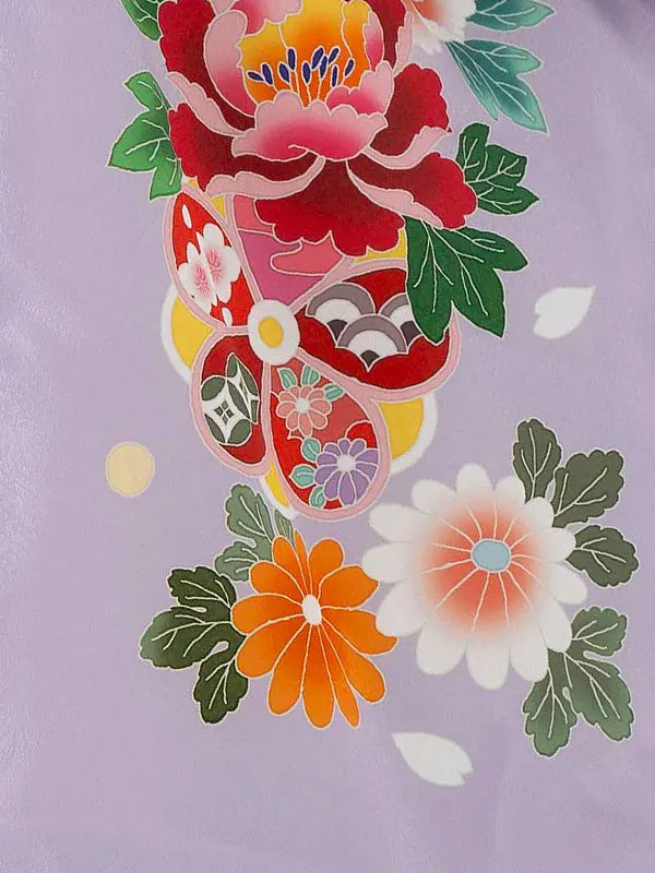 七五三レンタル(7歳女児結び帯)藤色 菊牡丹 Z751