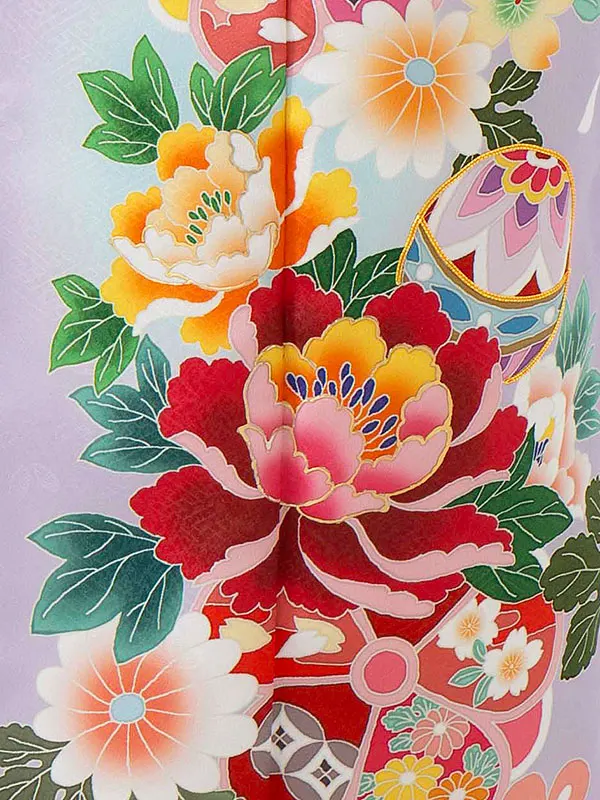 七五三レンタル(7歳女児結び帯)藤色 菊牡丹 Z751