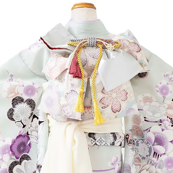 七五三レンタル(7歳女児結び帯)淡緑 桜くす玉 Z758