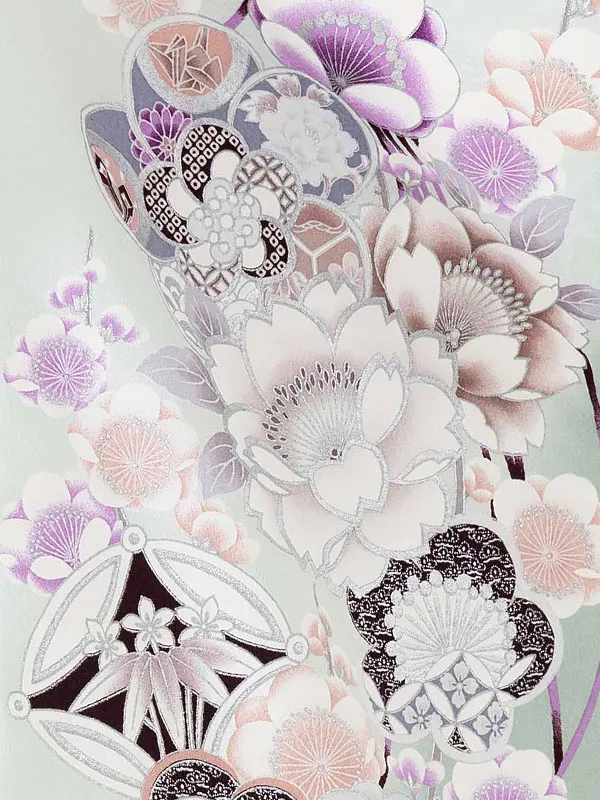 七五三レンタル(7歳女児結び帯)淡緑 桜くす玉 Z758