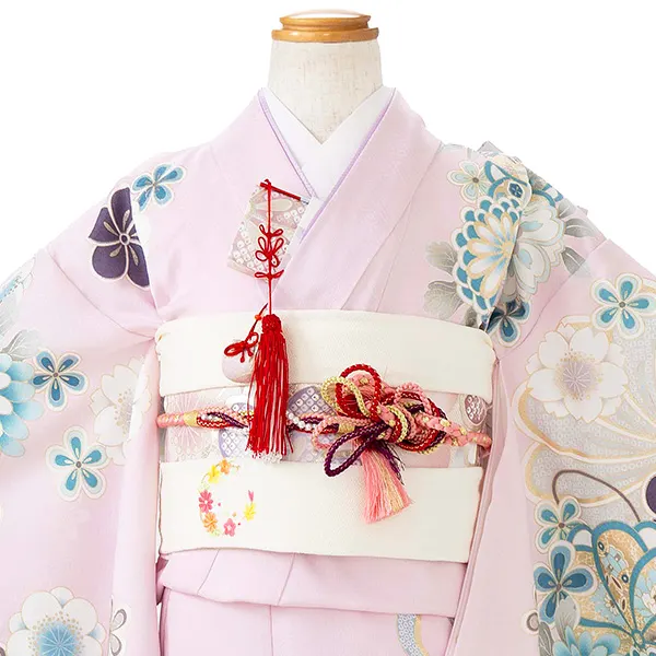 七五三レンタル(7歳女児結び帯) ピンク 花 Z761