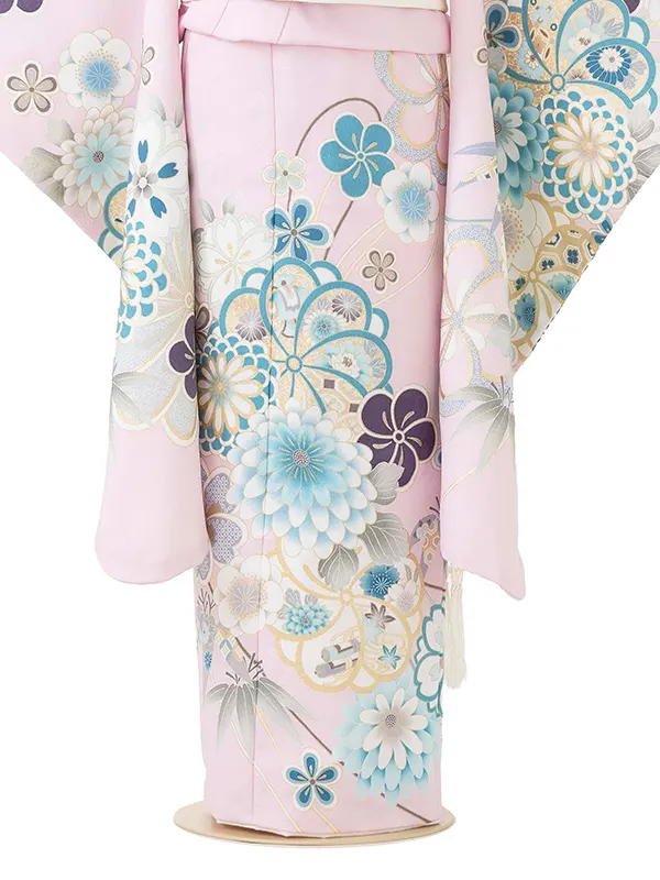 七五三レンタル(7歳女児結び帯) ピンク 花 Z761