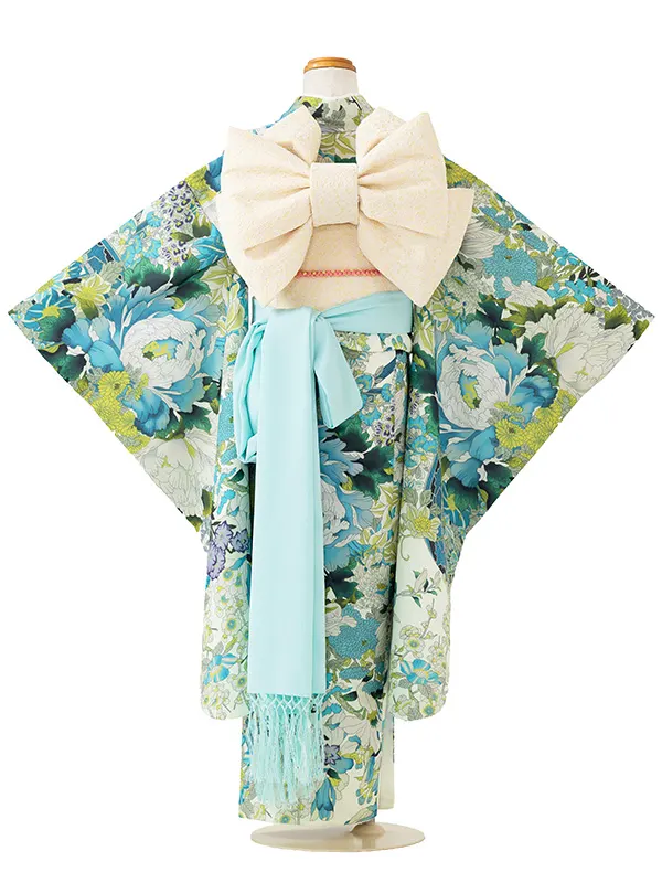 七五三レンタル(7歳女児結び帯) 青 花車 Z771