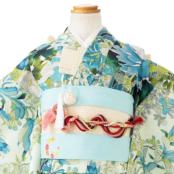 七五三レンタル(7歳女児結び帯) 青 花車 Z771