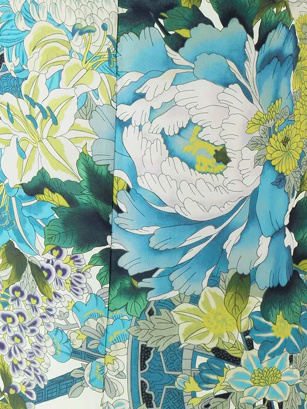 七五三レンタル(7歳女児結び帯) 青 花車 Z771