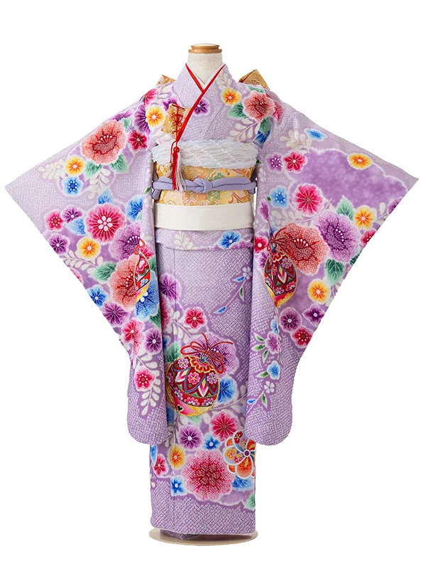 七五三レンタル(7歳女児結び帯)紫 鈴蘭 Z776