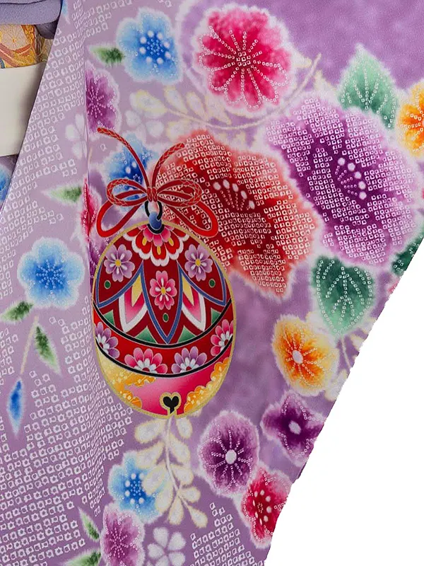 七五三レンタル(7歳女児結び帯)紫 鈴蘭 Z776