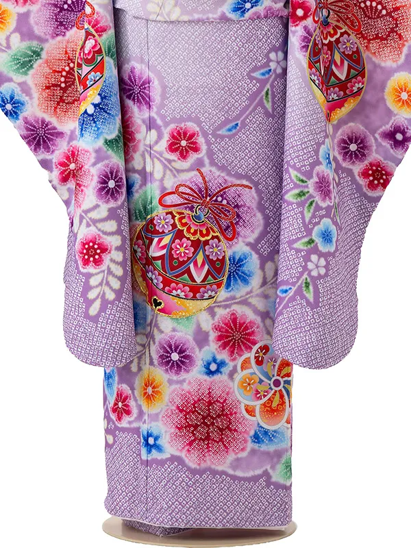 七五三レンタル(7歳女児結び帯)紫 鈴蘭 Z776
