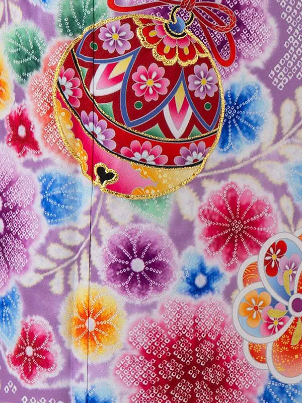 七五三レンタル(7歳女児結び帯)紫 鈴蘭 Z776