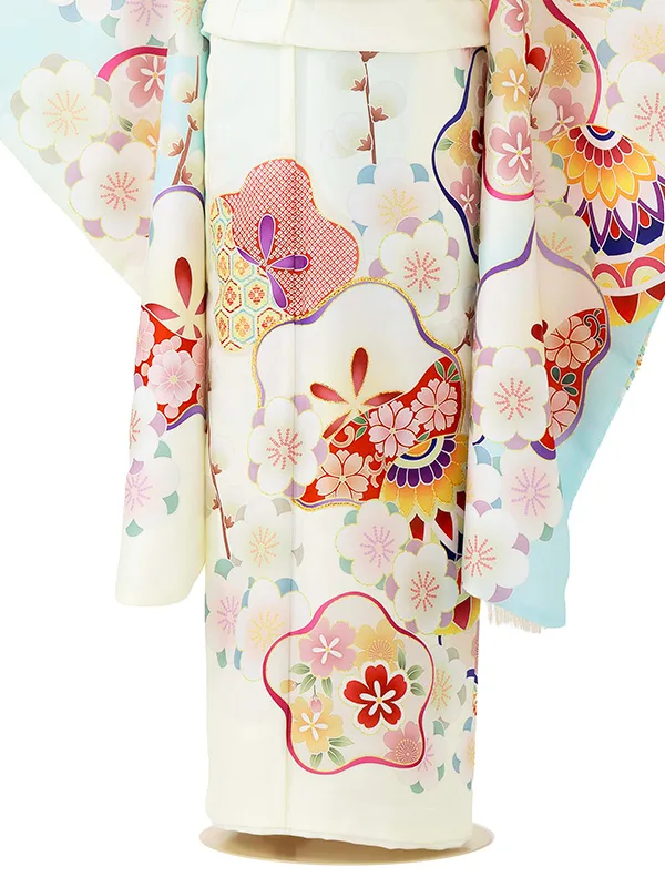 七五三レンタル(7歳女児結び帯) 式部浪漫 水色 梅まり Z780