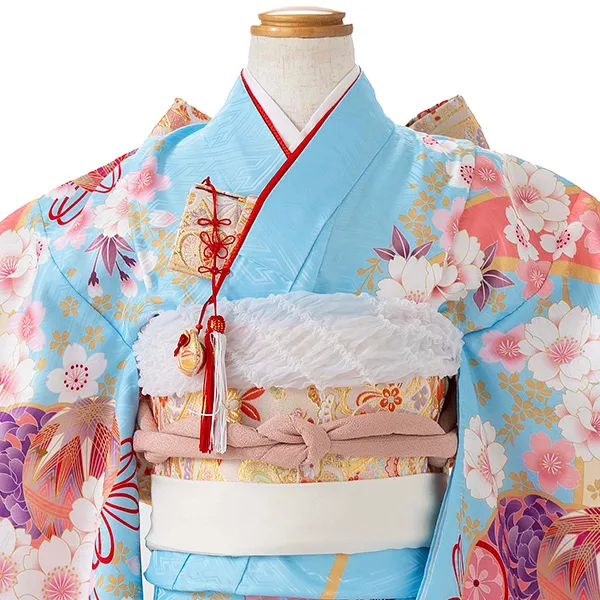 七五三レンタル(7歳女児結び帯)水色 鈴蘭 Z788